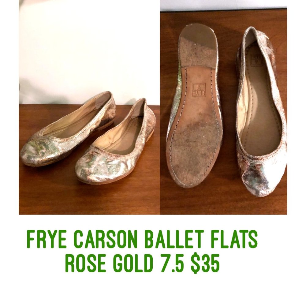 Frye Carson Ballet Flats in Rose Gold, Size 7.5